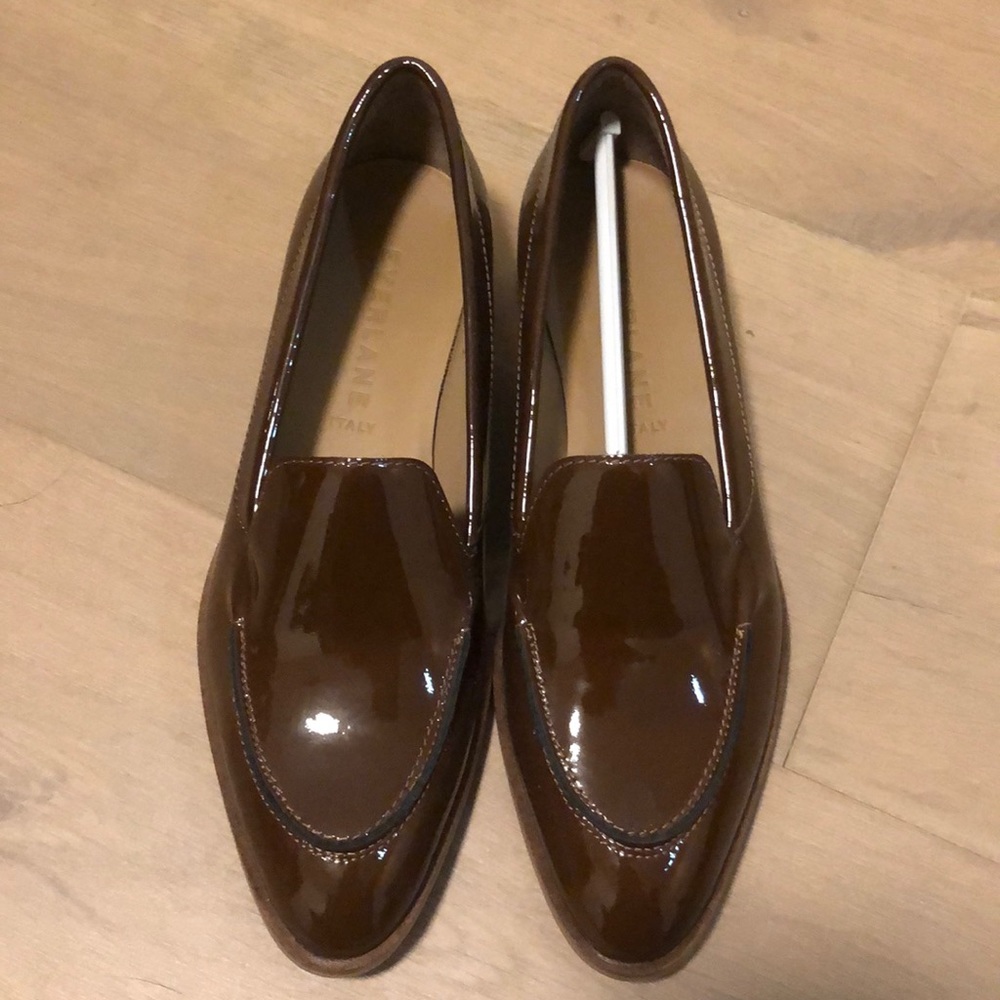 New Everlane patent brown loafers. Size 8